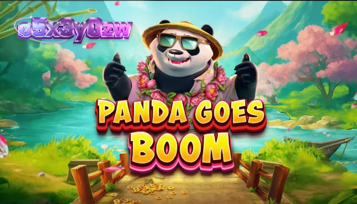 Panda Goes Boom slot game screen featuring a relaxed panda and vibrant bamboo theme.
